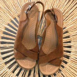 Crocs A-Leigh open toe sling back cork wedges Size 7